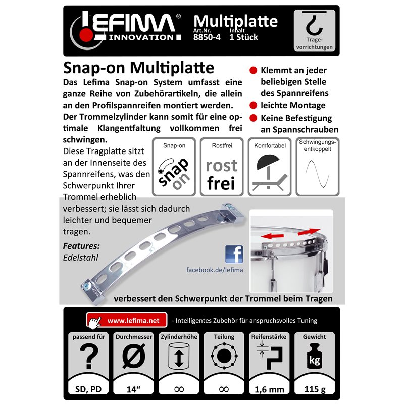  Tragevorrichtungen - Snap-on Multiplatte, für Chromprofilspannreifen 14"