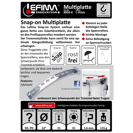  Tragevorrichtungen - Snap-on Multiplatte, für Chromprofilspannreifen 14"